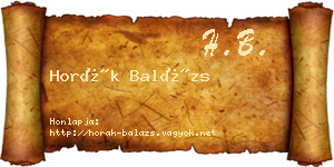 Horák Balázs névjegykártya